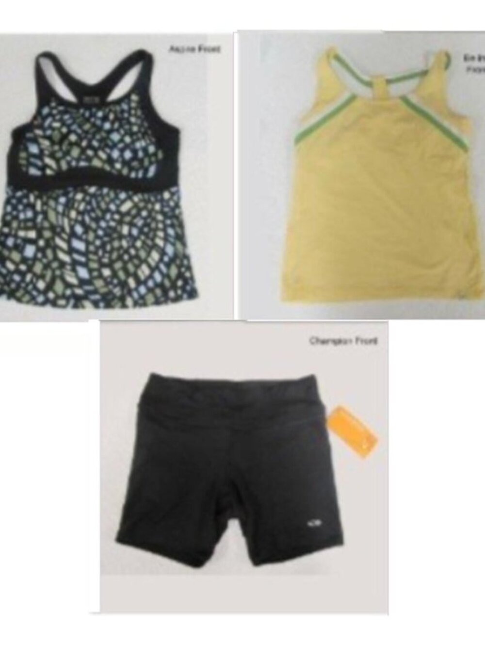2 Small Pre-owned Workout tops +1 New Champion Short